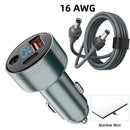 Adaptador de carregador de carro 3 em 1 para Starlink Mini com DC 5521 USB-C QC 3.0 3 portas com suporte para carregamento rápido PD com cabo DC 16AWG